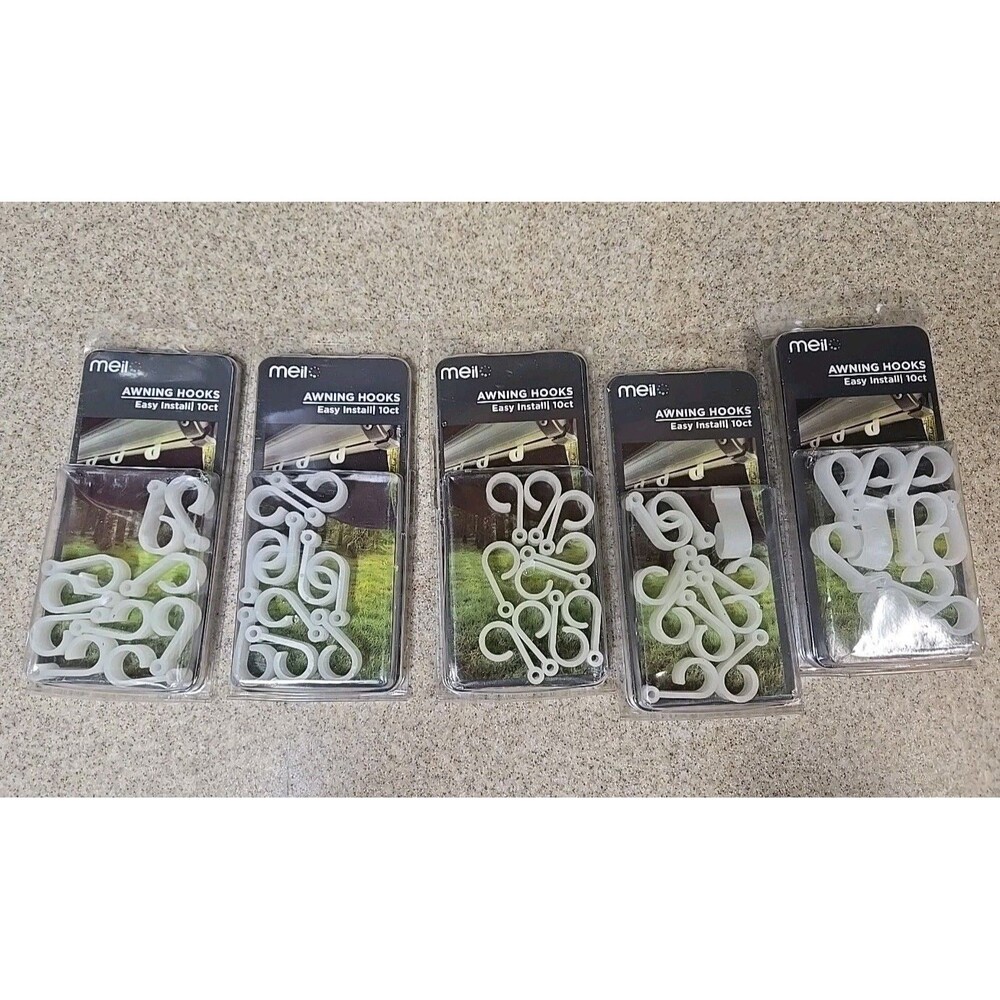 Awning Hooks, Meilo, plastic, 10 pack, AH10-J, Lot of 5 packs NEW